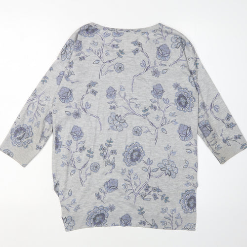 Monsoon Women's Grey Floral Pullover Jumper S