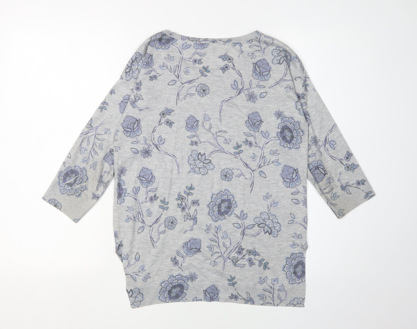 Monsoon Women's Grey Floral Pullover Jumper S