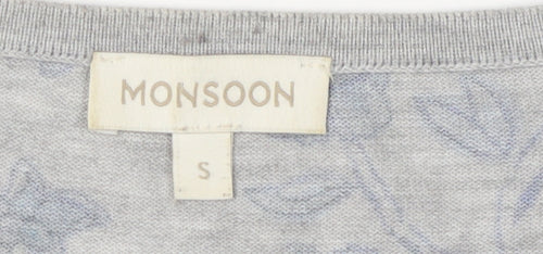 Monsoon Women's Grey Floral Pullover Jumper S