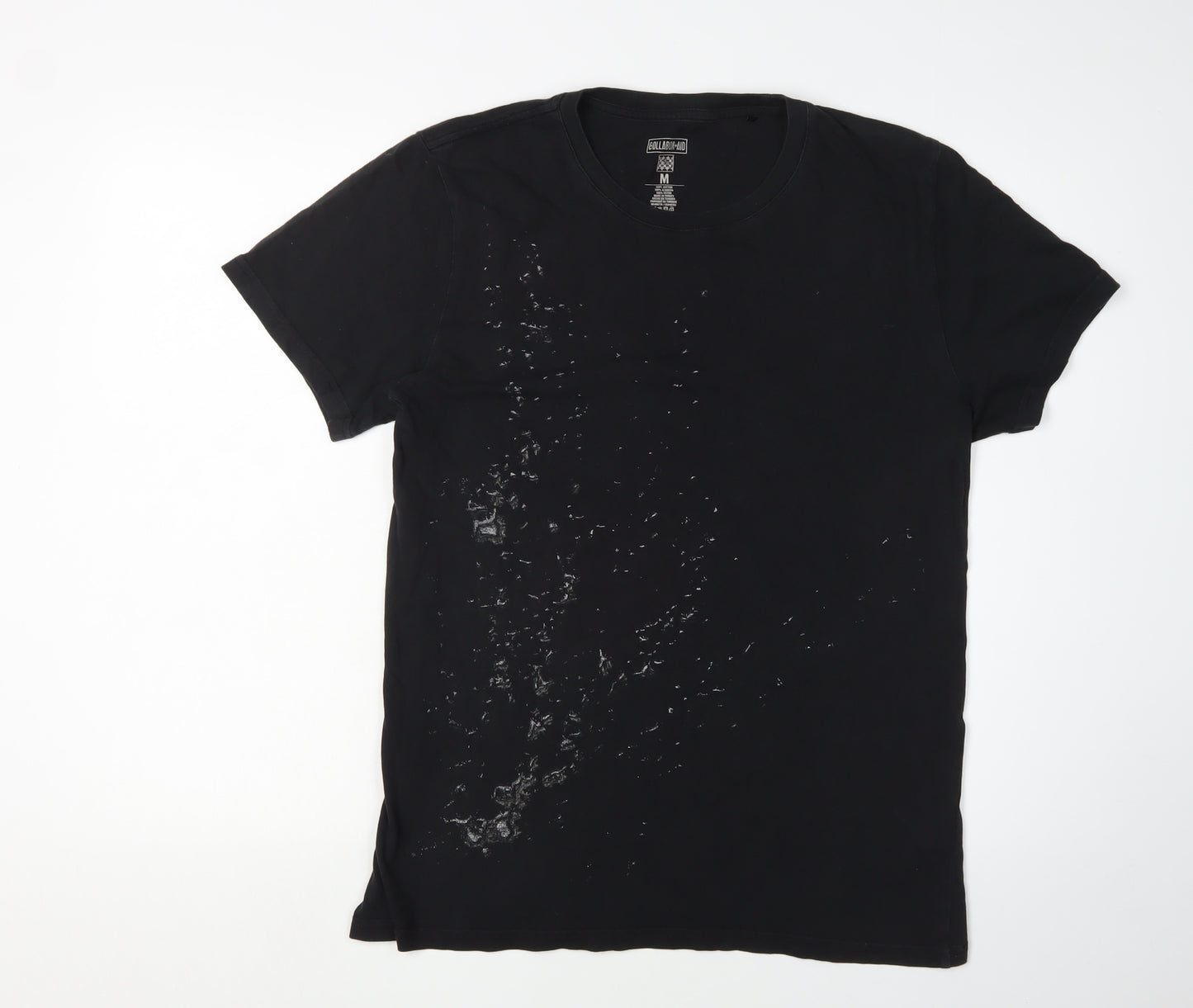 Collabor + Aid Men's Black M T-Shirt, Solid Crew Neck