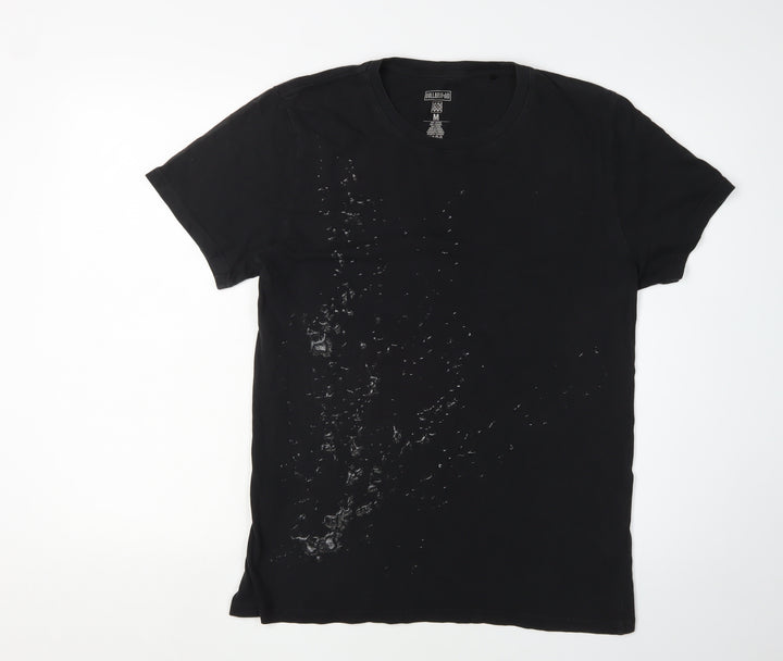 Collabor + Aid Men's Black M T-Shirt, Solid Crew Neck