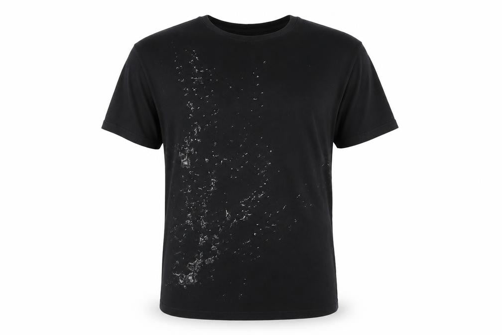 Front view of Collabor + Aid Men's Black M T-Shirt, Solid Crew Neck