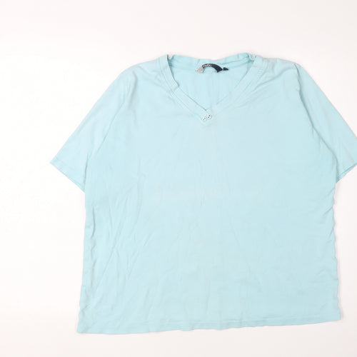 Isle Women's Blue V-Neck Short Sleeve T-Shirt XL