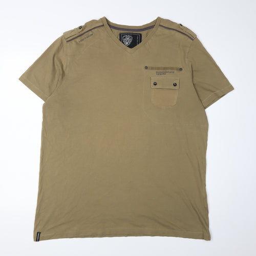 Dissident Men's Brown 2XL V-Neck T-Shirt with Pocket