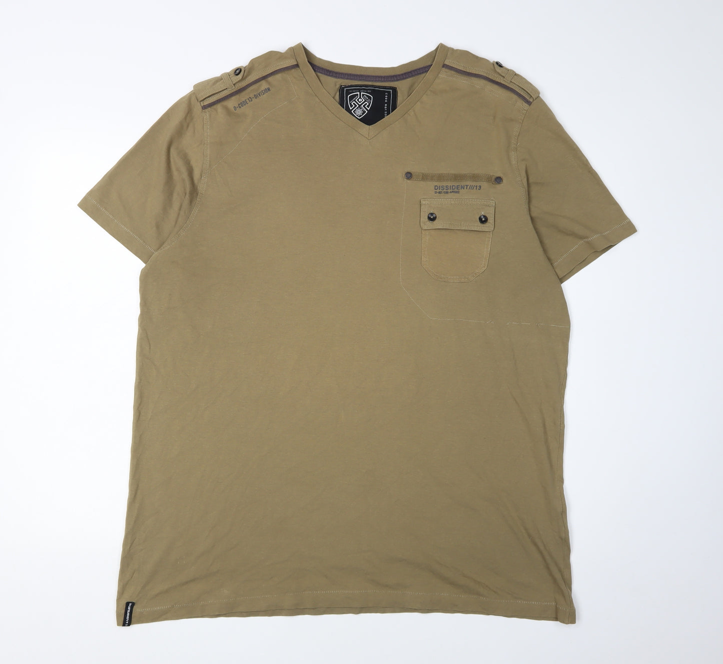 Dissident Men's Brown 2XL V-Neck T-Shirt with Pocket