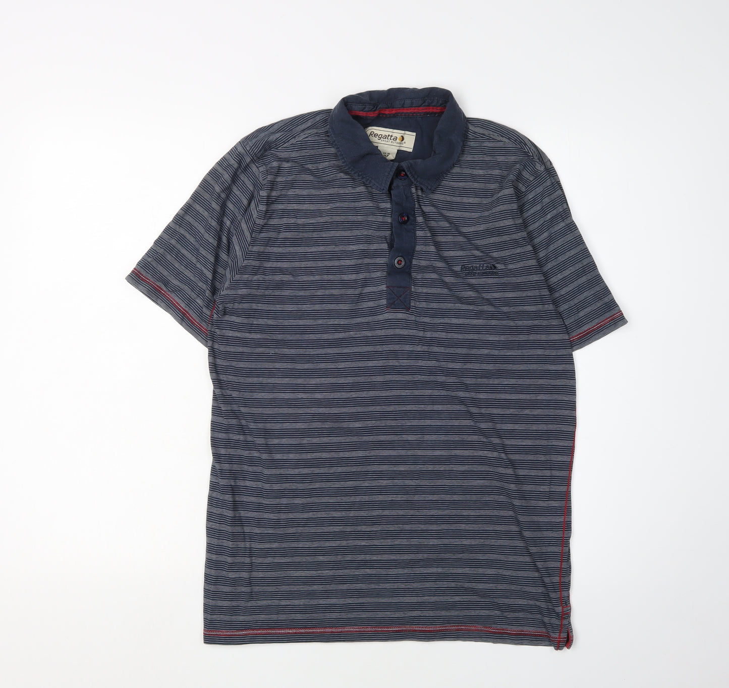 Regatta Men's Grey Striped Polo Shirt, Size M
