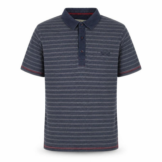 Front view of Regatta Men's Grey Striped Polo Shirt, size M