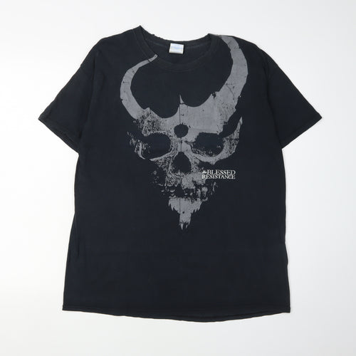Gildan Men's Black Skull Gothic Graphic T-Shirt - L