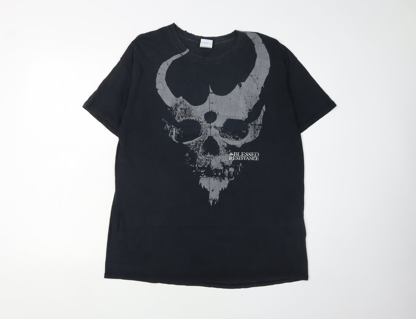 Gildan Men's Black Skull Gothic Graphic T-Shirt - L