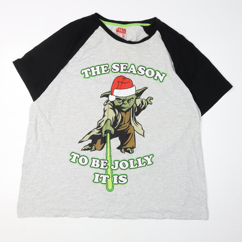 Tu Star Wars Men's Christmas T-Shirt, 2XL, Black/Grey
