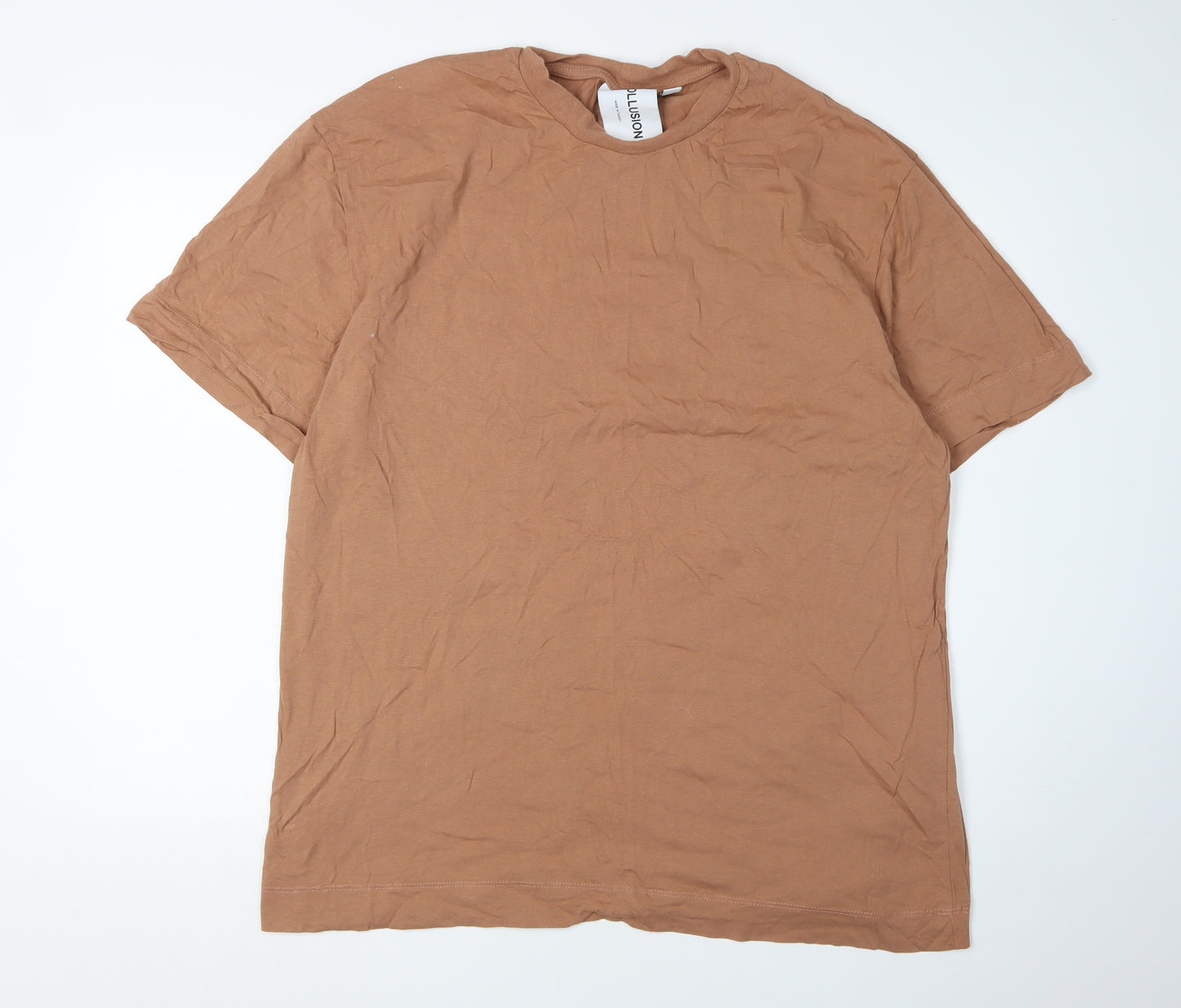 Collusion Men's Brown 3XL T-Shirt, Regular Fit, Cotton, Crew Neck