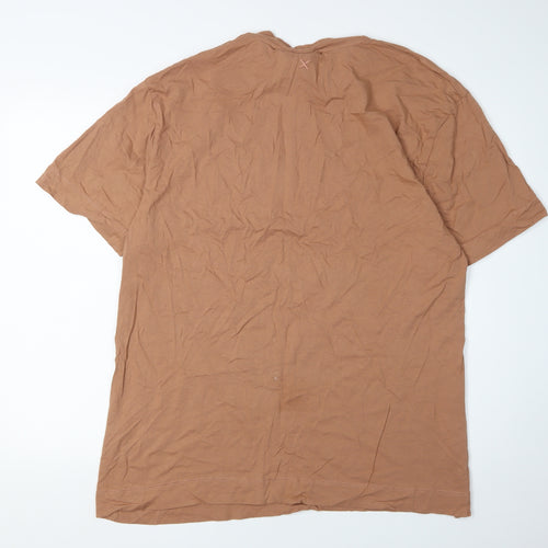 Collusion Men's Brown 3XL T-Shirt, Regular Fit, Cotton, Crew Neck