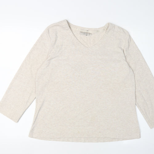 CC Women's Beige V-Neck Jersey T-Shirt, Size L
