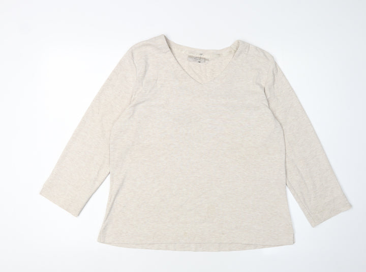 CC Women's Beige V-Neck Jersey T-Shirt, Size L