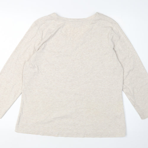 CC Women's Beige V-Neck Jersey T-Shirt, Size L