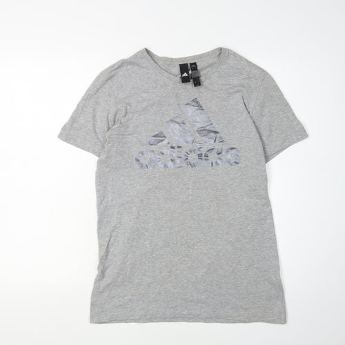 Adidas Men's Grey Cotton Short Sleeve T-Shirt S