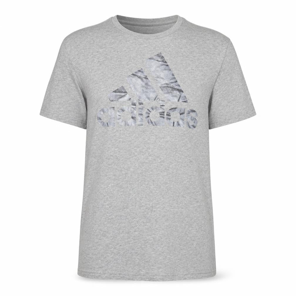 Front view of Adidas Men's Grey Cotton Short Sleeve T-Shirt S
