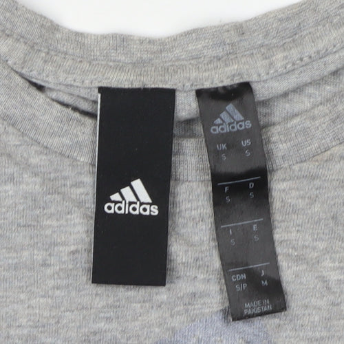 Adidas Men's Grey Cotton Short Sleeve T-Shirt S