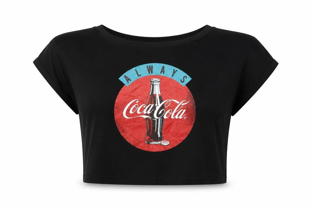 Front view of Coca-Cola Women's Black Cropped T-Shirt M