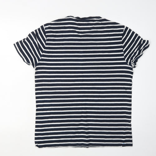 Penguin Men's Black Striped Cotton T-Shirt, Size L