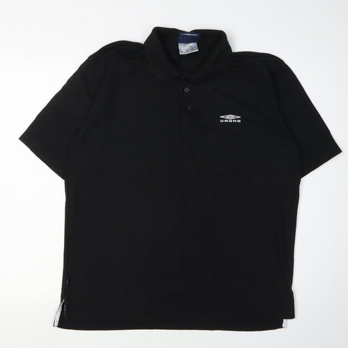 Umbro Men's Black Polo Shirt, Size L, Short Sleeve