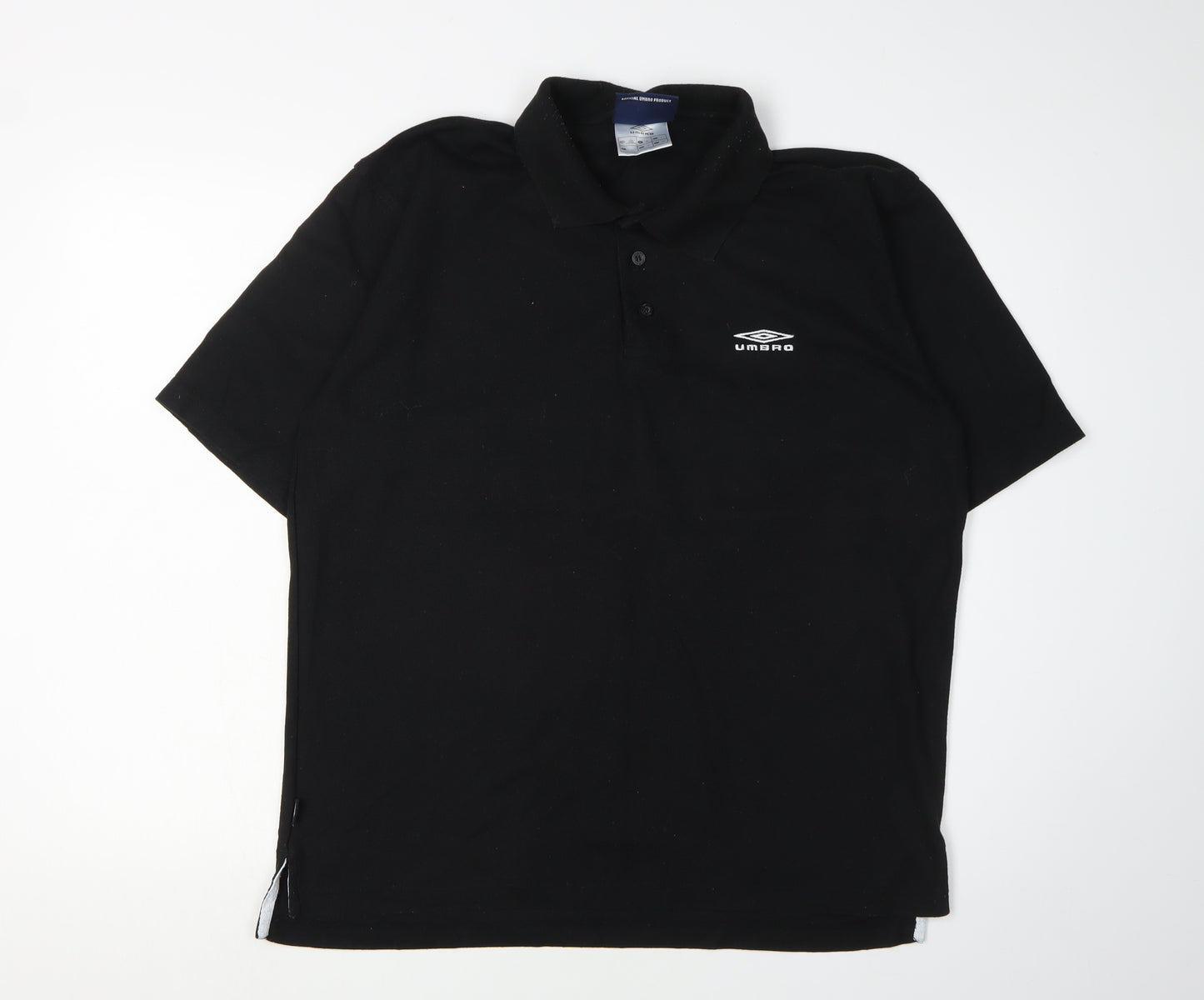 Umbro Men's Black Polo Shirt, Size L, Short Sleeve