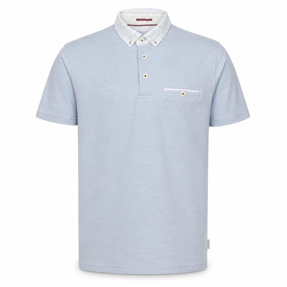Front view of Ted Baker Men's Blue M Polo Shirt, Short Sleeve, Regular Fit