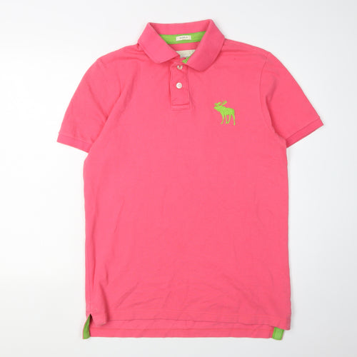 Abercrombie & Fitch Men's Pink Polo Shirt M