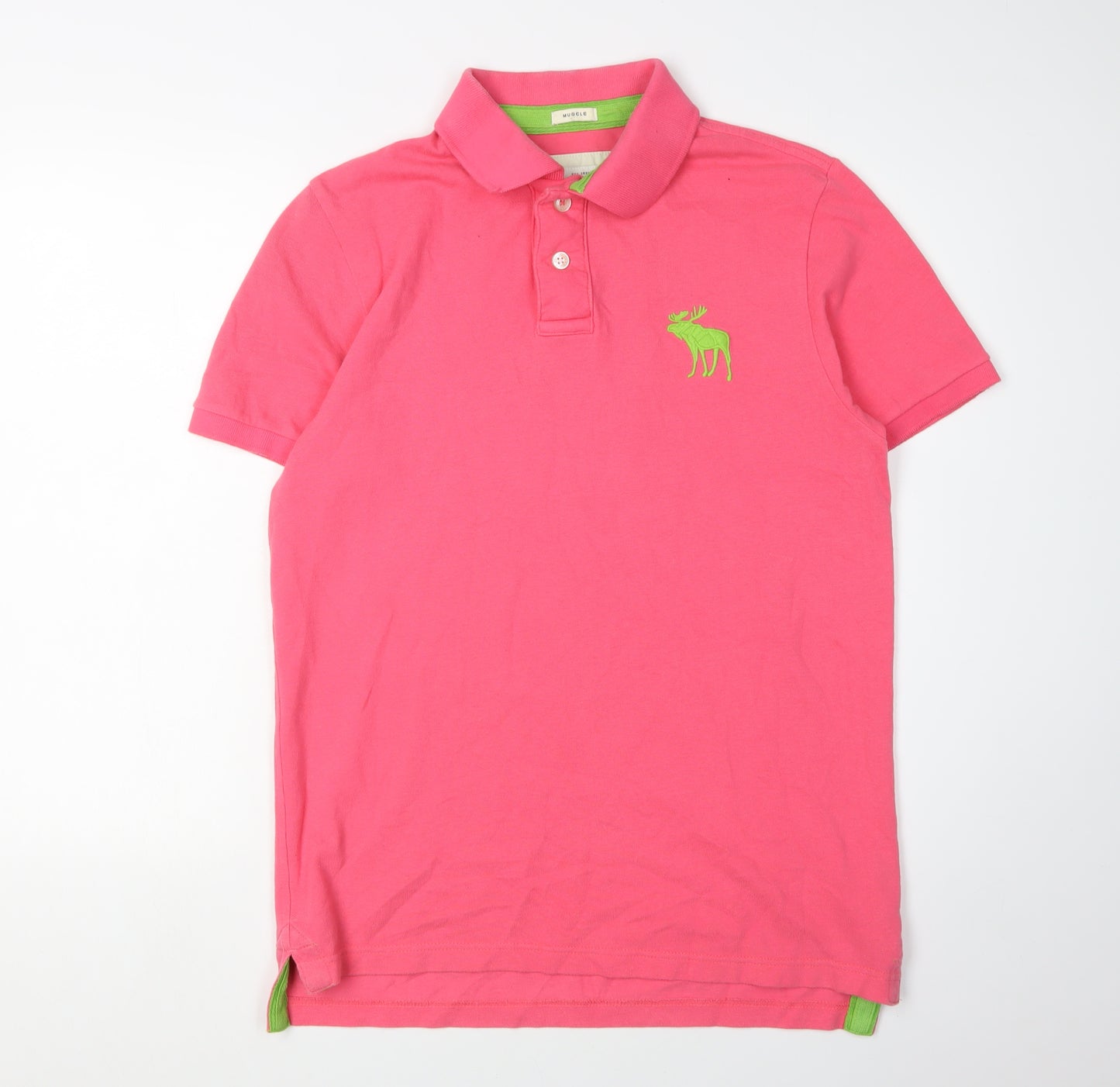 Abercrombie & Fitch Men's Pink Polo Shirt M