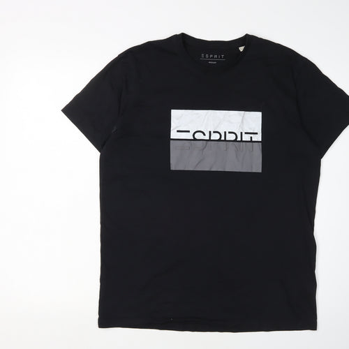 Esprit Men's Black Graphic Print T-Shirt, S, Regular Fit