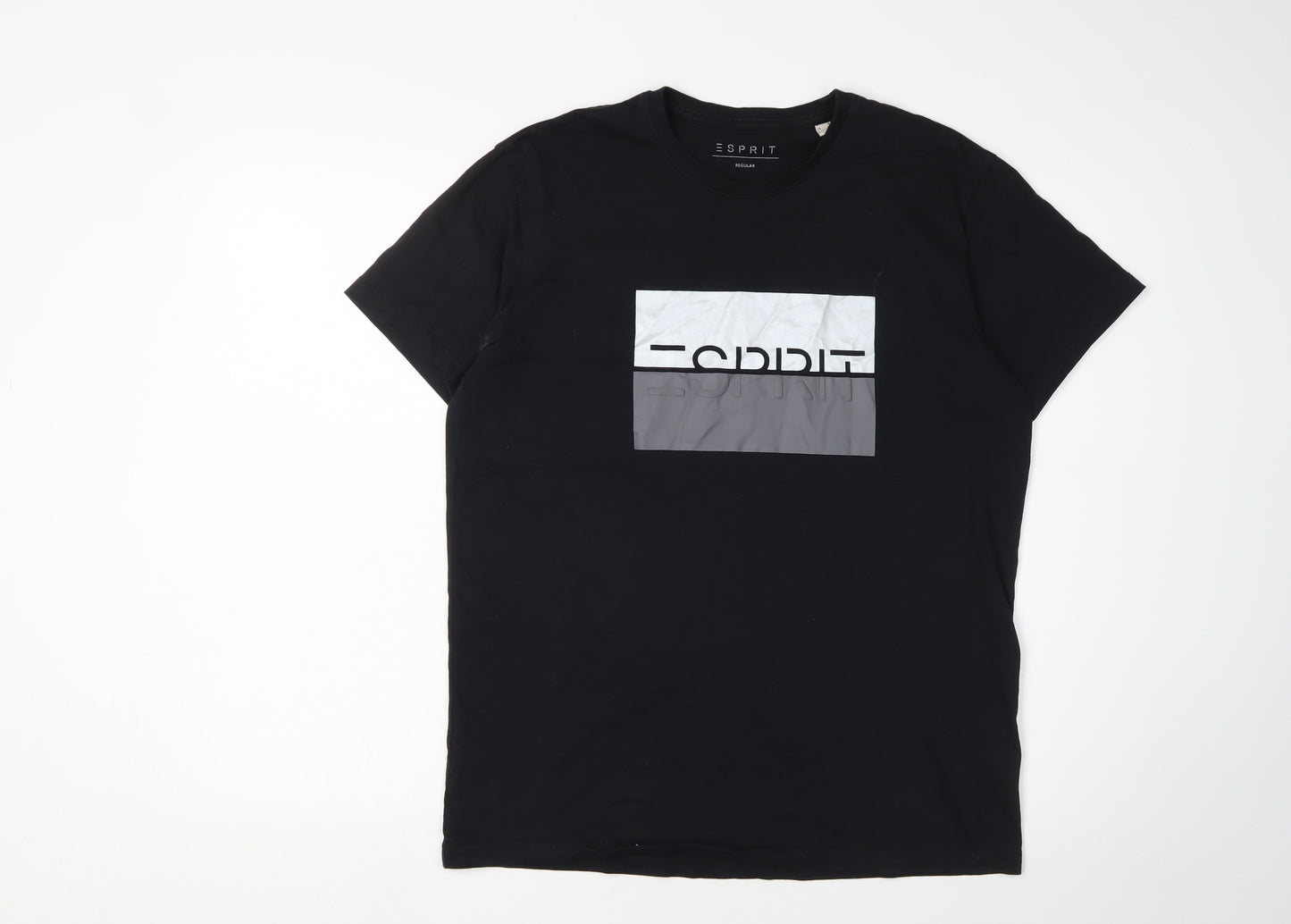 Esprit Men's Black Graphic Print T-Shirt, S, Regular Fit