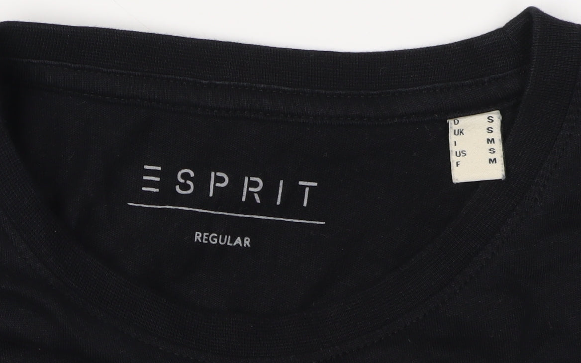 Esprit Men's Black Graphic Print T-Shirt, S, Regular Fit