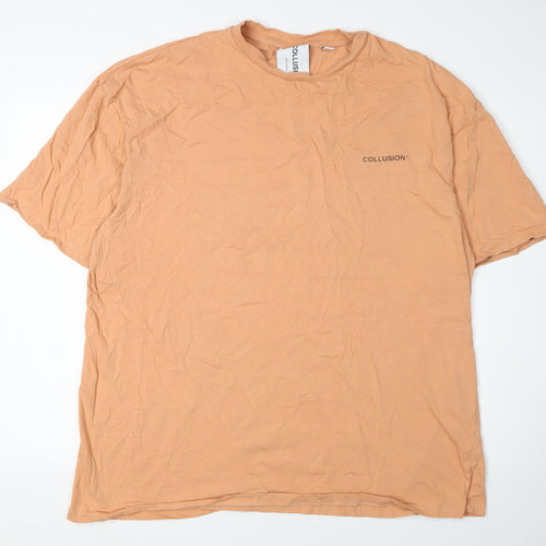 Collusion Beige Crew Neck T-Shirt 2XL Men Unisex
