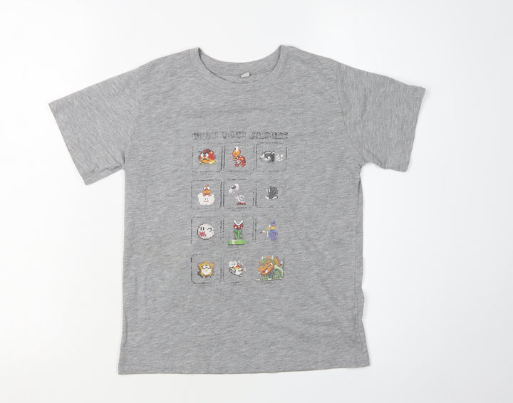 Nintendo Boys Grey Graphic Mario T-Shirt 9-10 Years
