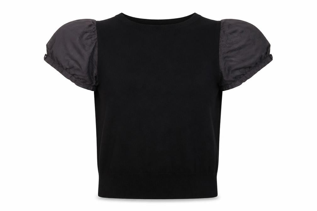 Front view of Nice Day Black Women's XL jumper with Ruffle