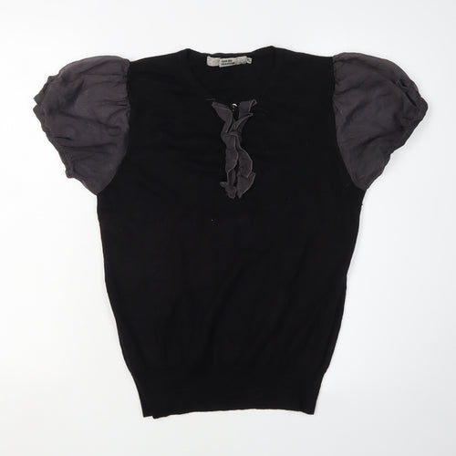Nice Day Black Women's XL Pullover Jumper with Ruffle