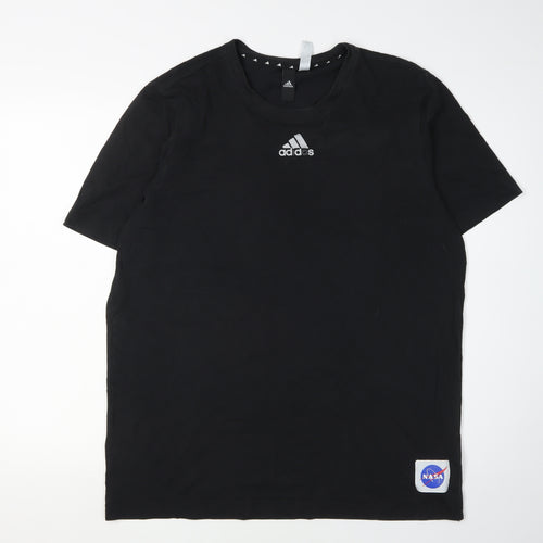Adidas Men's Black NASA Logo T-Shirt L Crew Neck