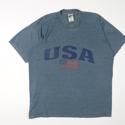 Fruit of the Loom Men’s Blue USA Graphic XL T-Shirt