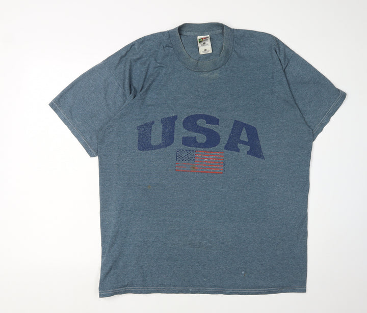 Fruit of the Loom Men’s Blue USA Graphic XL T-Shirt