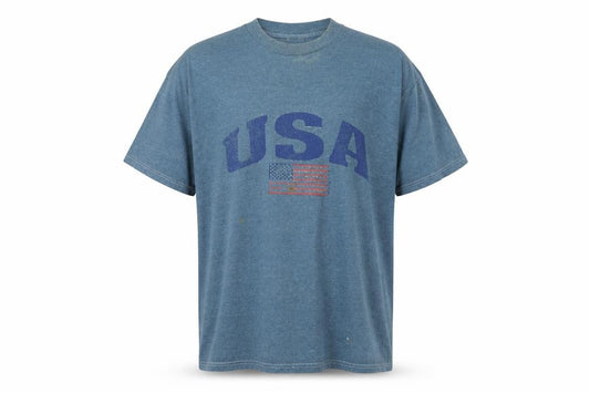 Front view of Fruit of the Loom Men’s Blue USA Graphic XL T-Shirt