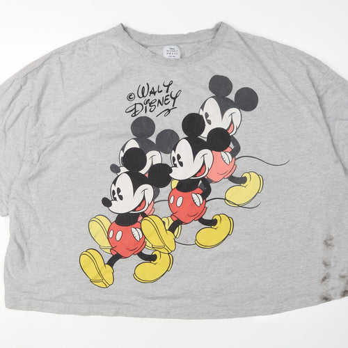 Disney Unisex Grey Mickey Mouse Cartoon T-Shirt 2XL