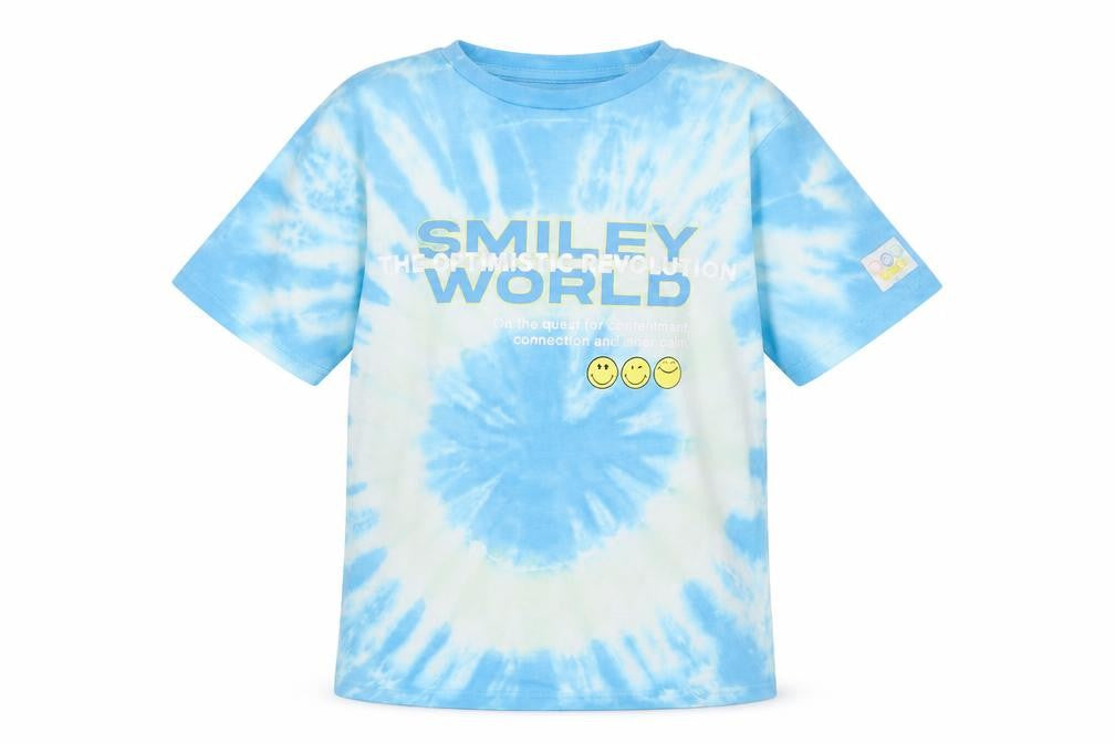 Smiley World Boys Blue Tie Dye Graphic T-Shirt 13-14 Years