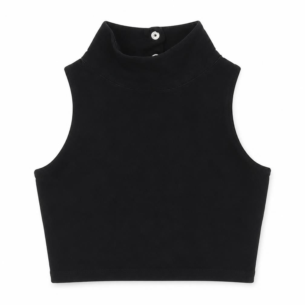 Front view of Pineapple Women's Black Cropped Tank Top - Small