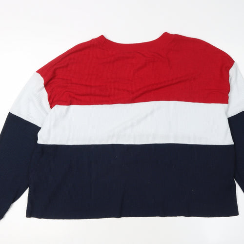 Hollister Women's Red White Blue Striped Pullover M
