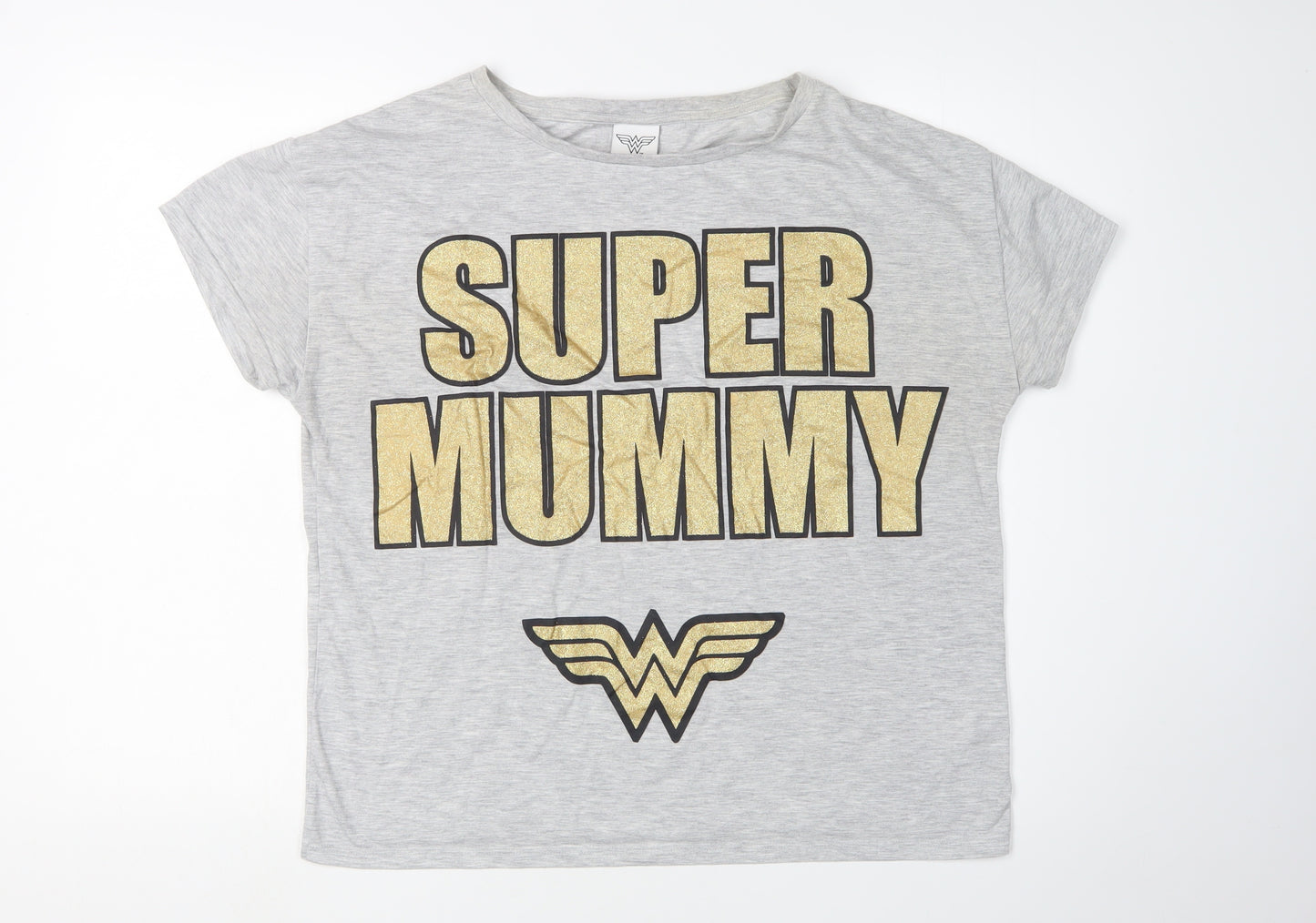 Wonder Woman Women's Grey T-Shirt Superhero Style Size 8