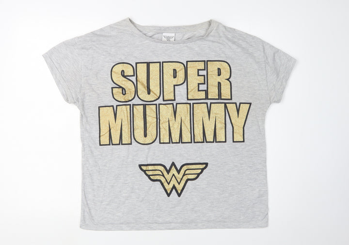 Wonder Woman Women's Grey T-Shirt Superhero Style Size 8