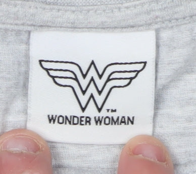 Wonder Woman Women's Grey T-Shirt Superhero Style Size 8