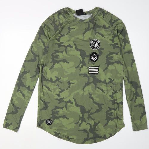 Bee Inspired Men's Green Camo Long Sleeve T-Shirt