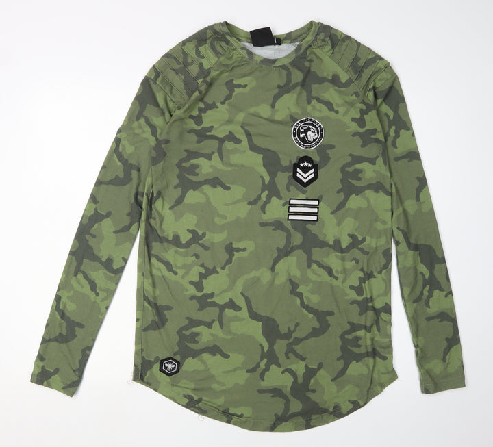Bee Inspired Men's Green Camo Long Sleeve T-Shirt