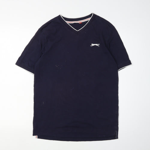 Slazenger Men's Blue V-Neck T-Shirt, Size S